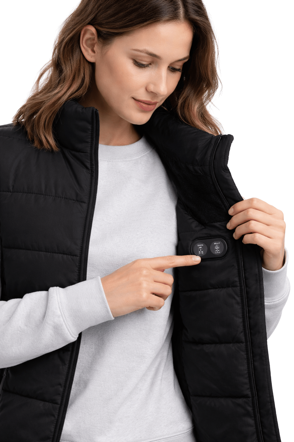 Oppvarmet vattert vest for dame – svart – Dual Heating
