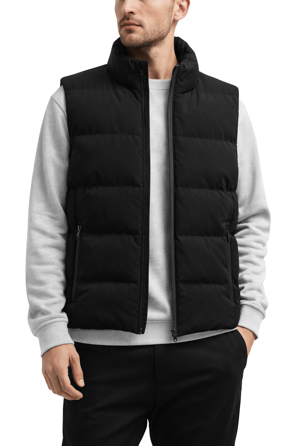 Oppvarmet vattert vest for herre – svart – Dual Heating